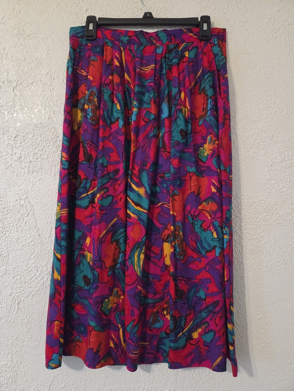 Vintage 80s 90s Vibrant Floral Midi Skirt - Multicolor